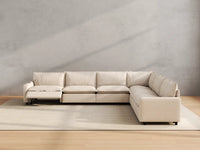 Modular Cero Reclining Sectionals | 6-Piece Beige Linen Large Space V-Shaped Sectionals 6-Seater