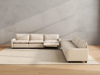 Modular Cero Reclining Sectionals | 6-Piece Beige Linen Large Space V-Shaped Sectionals 6-Seater