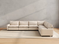 Modular Cero Reclining Sectionals | 6-Piece Beige Linen Large Space V-Shaped Sectionals 6-Seater
