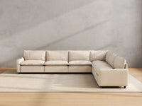 Modular Cero Reclining Sectional Sofa | 6-Piece Beige Linen Large Space V-Shaped Sectionals 6-Seater
