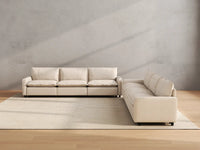 Modular Cero Reclining Sectionals | 6-Piece Beige Linen Large Space V-Shaped Sectionals 6-Seater