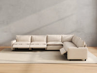Modular Cero Reclining Sectionals | 6-Piece Beige Linen Large Space V-Shaped Sectionals 6-Seater