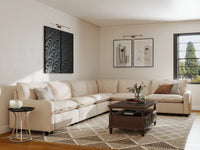 Modular Cero Modular Sectionals | 6-Piece Beige Linen Large Space V-Shaped Sectionals 6-Seater
