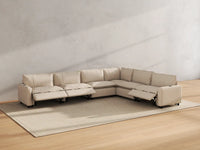 Modular Cero Reclining Sectionals | 6-Piece Beige Linen Large Space V-Shaped Sectionals 6-Seater