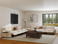 Modular Cero Reclining Sectionals | 6-Piece Beige Linen Large Space V-Shaped Sectionals 6-Seater