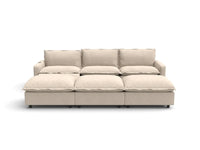 Modular Cero Reclining Sectionals | 6-Piece Beige Linen Open Plan Pit Sectionals 3-Seater with 3-Ottomans