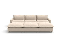 Modular Cero Reclining Sectionals | 6-Piece Beige Linen Open Plan Pit Sectionals 3-Seater with 3-Ottomans