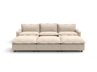 Modular Cero Reclining Sectionals | 6-Piece Beige Linen Open Plan Pit Sectionals 3-Seater with 3-Ottomans