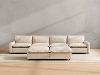 Modular Cero Reclining Sectionals | 6-Piece Beige Linen Open Plan Sofa Sets 4-Seater with 2-Ottomans