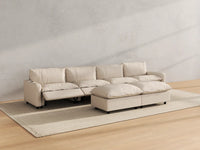 Modular Cero Reclining Sectionals | 6-Piece Beige Linen Open Plan Sofa Sets 4-Seater with 2-Ottomans