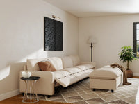 Modular Cero Reclining Sectionals | 6-Piece Beige Linen Open Plan Sofa Sets 4-Seater with 2-Ottomans