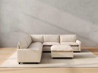 Modular Cero Modular Sectionals | 6-Piece Beige Linen Open Plan Sofa Sets 5-Seater with 1-Ottoman