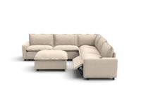 Modular Cero Reclining Sectionals | 6-Piece Beige Linen Open Plan Sofa Sets 5-Seater with 1-Ottoman