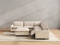 Modular Cero Reclining Sectionals | 6-Piece Beige Linen Open Plan Sofa Sets 5-Seater with 1-Ottoman