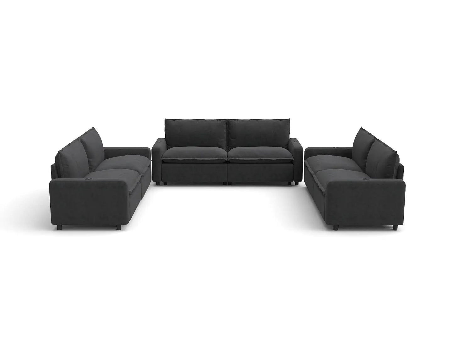 Modular Cero Reclining Sectionals | 6-Piece Grey Linen Grand Estate U-Shaped Sectionals 6-Seater