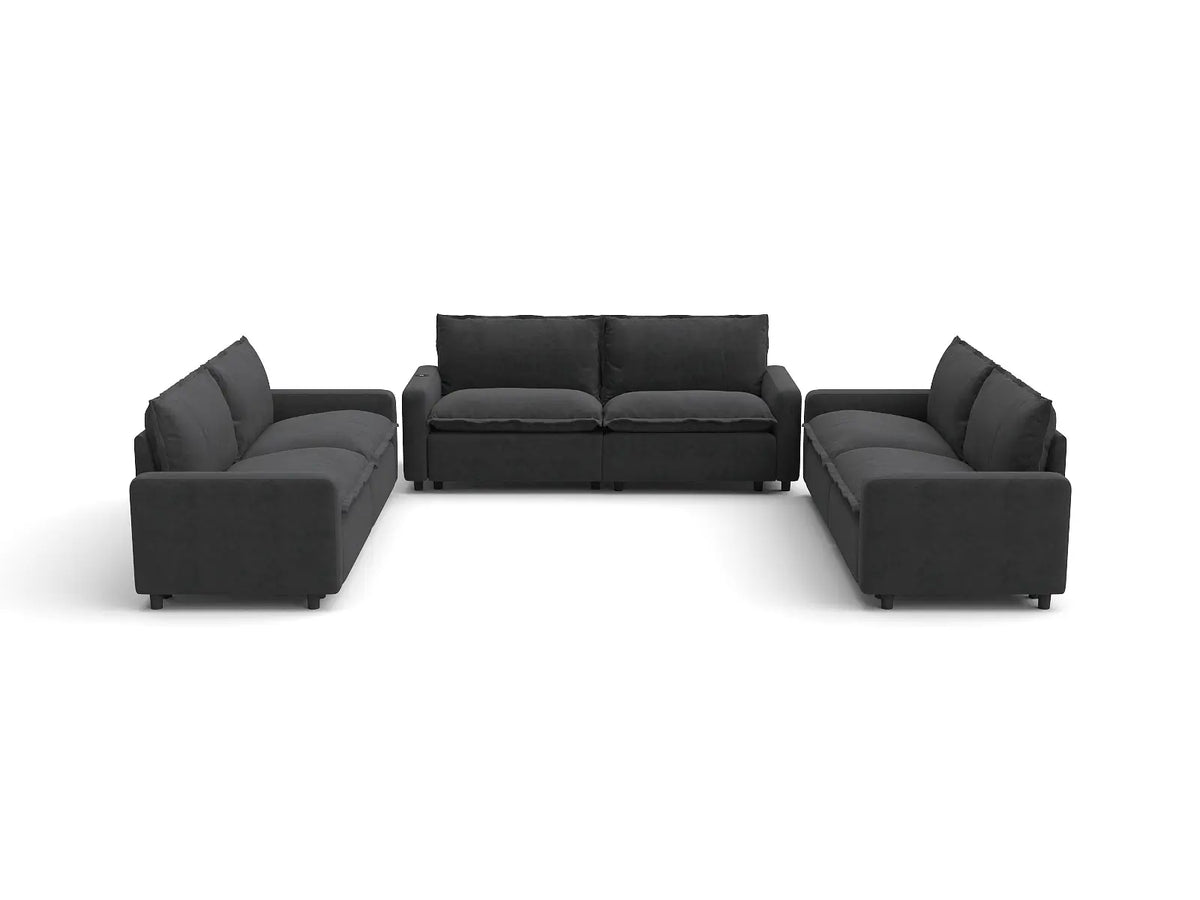 Modular Cero Reclining Sectionals | 6-Piece Grey Linen Grand Estate U-Shaped Sectionals 6-Seater