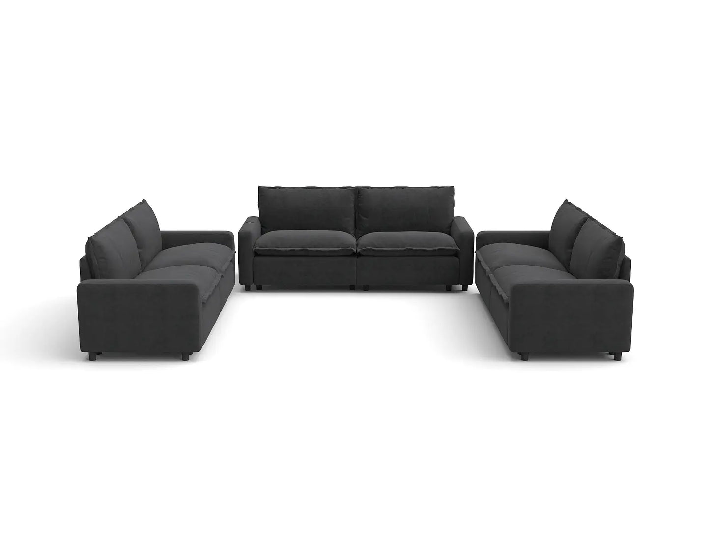 Modular Cero Reclining Sectionals | 6-Piece Grey Linen Grand Estate U-Shaped Sectionals 6-Seater