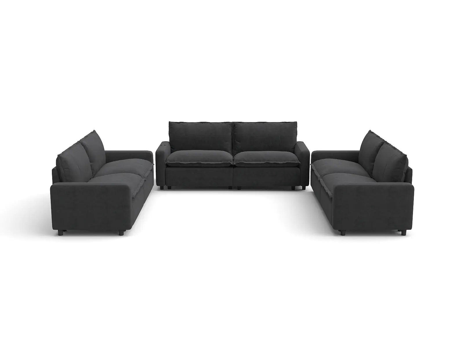 Modular Cero U Shaped Sectional Recliner | 6-Piece Grey Linen Grand Estate U-Shaped Sectionals 6-Seater