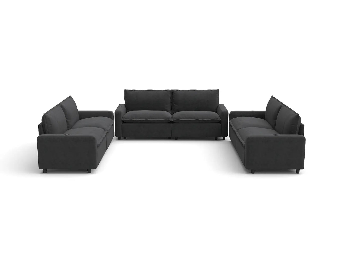 Modular Cero Reclining Sectionals | 6-Piece Grey Linen Grand Estate U-Shaped Sectionals 6-Seater