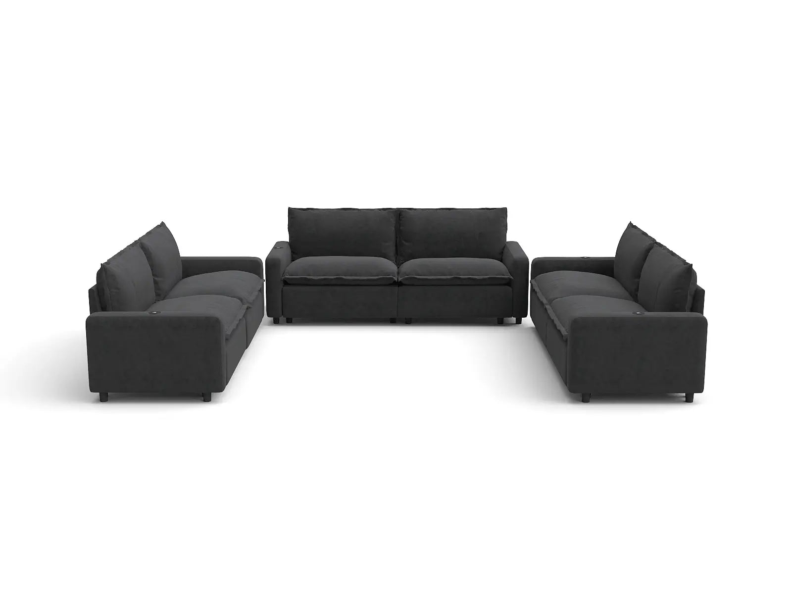 Modular Cero Electric Reclining Sectional | 6-Piece Grey Linen Grand Estate U-Shaped Sectionals 6-Seater
