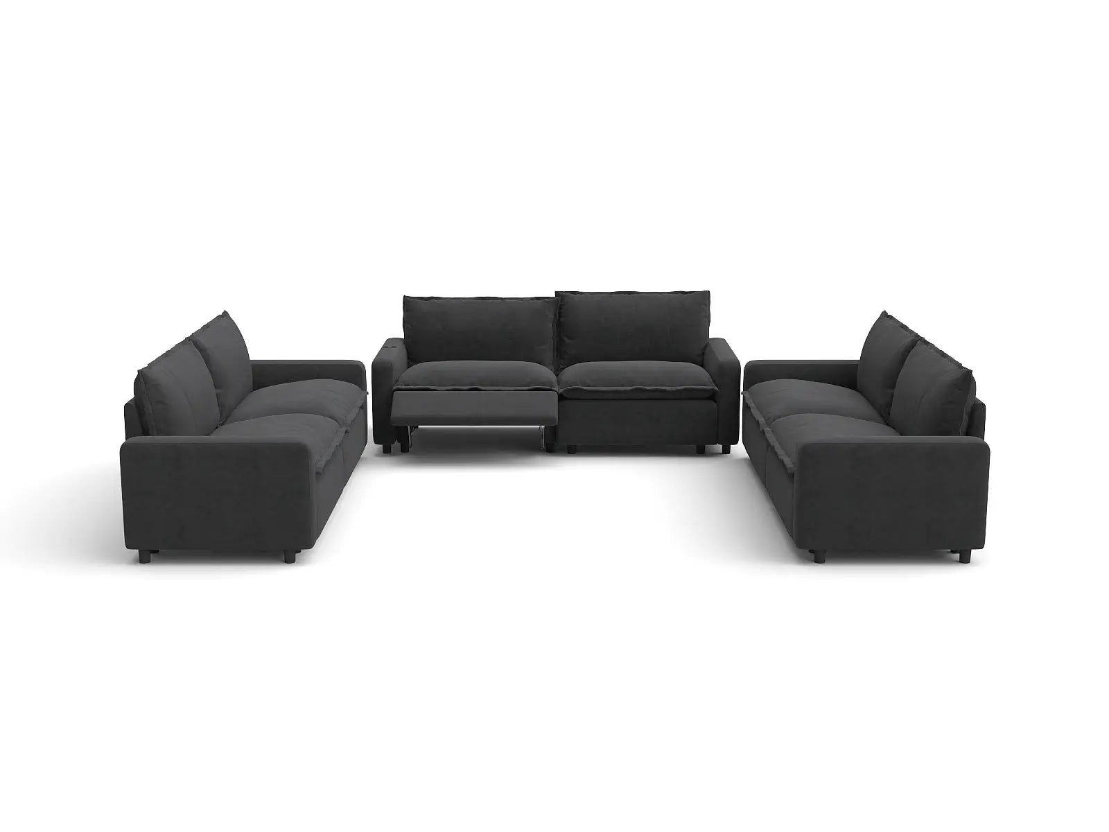 Modular Cero U Shaped Sectional Recliner | 6-Piece Grey Linen Grand Estate U-Shaped Sectionals 6-Seater