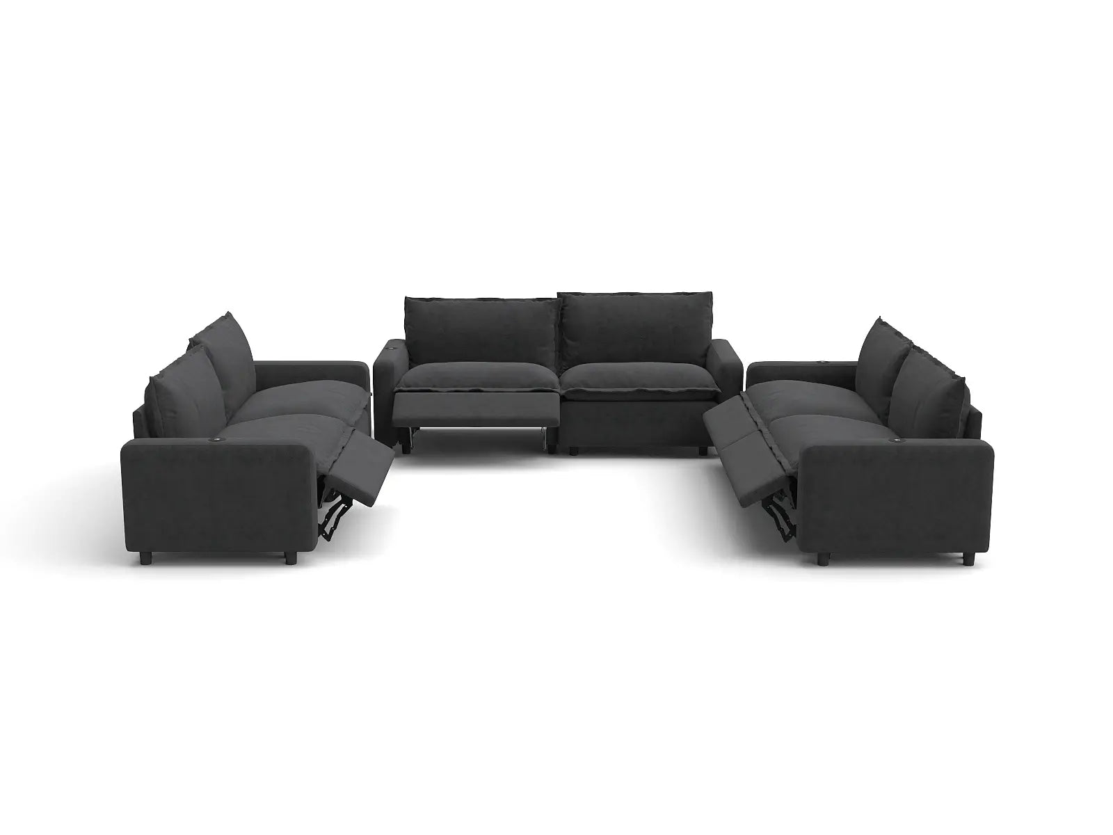 Modular Cero Electric Reclining Sectional | 6-Piece Grey Linen Grand Estate U-Shaped Sectionals 6-Seater