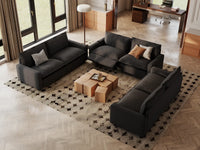 Modular Cero Reclining Sectionals | 6-Piece Grey Linen Grand Estate U-Shaped Sectionals 6-Seater