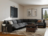 Modular Cero Reclining Sectionals | 6-Piece Grey Linen Grand Estate V-Shaped Sectionals 6-Seater