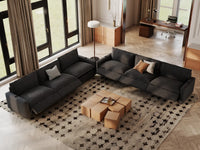 Modular Cero Reclining Sectionals | 6-Piece Grey Linen Grand Estate V-Shaped Sectionals 6-Seater