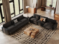 Modular Cero Reclining Sectionals | 6-Piece Grey Linen Grand Estate V-Shaped Sectionals 6-Seater
