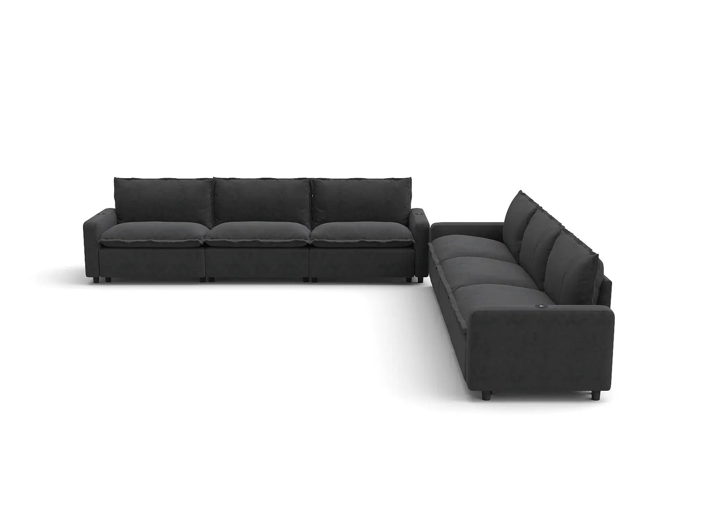 Modular Cero Reclining Sectionals | 6-Piece Grey Linen Grand Estate V-Shaped Sectionals 6-Seater