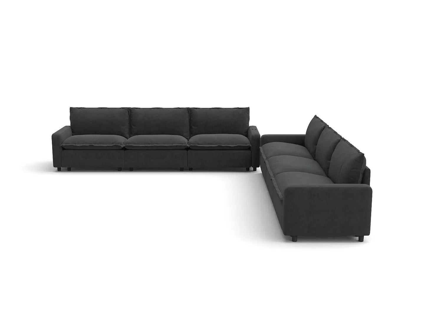 Modular Cero Reclining Sectionals | 6-Piece Grey Linen Grand Estate V-Shaped Sectionals 6-Seater