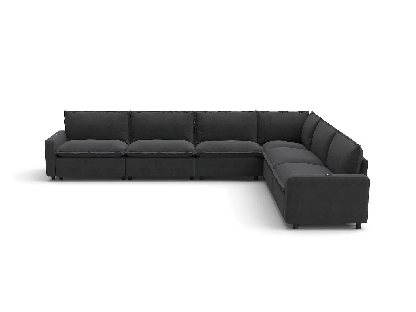 Modular Cero Reclining Sectionals | 6-Piece Grey Linen Grand Estate V-Shaped Sectionals 6-Seater