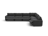 Modular Cero Reclining Sectionals | 6-Piece Grey Linen Grand Estate V-Shaped Sectionals 6-Seater