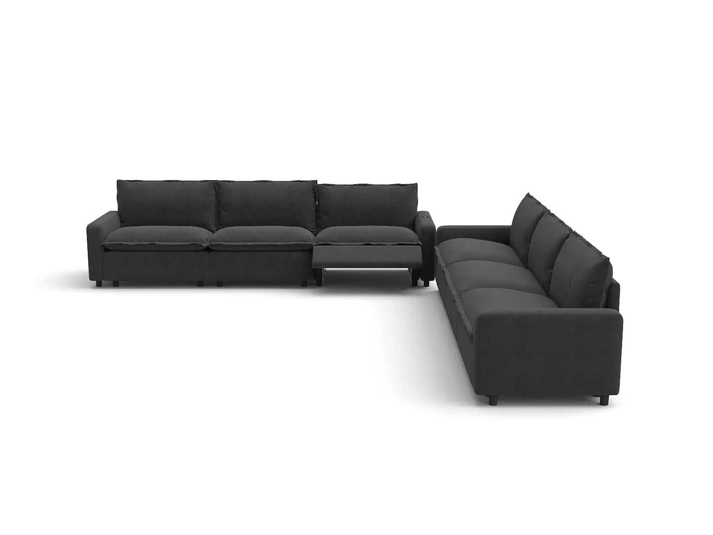 Modular Cero Reclining Sectionals | 6-Piece Grey Linen Grand Estate V-Shaped Sectionals 6-Seater