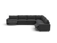 Modular Cero Recliner Sectional Sofa | 6-Piece Grey Linen Grand Estate V-Shaped Sectionals 6-Seater