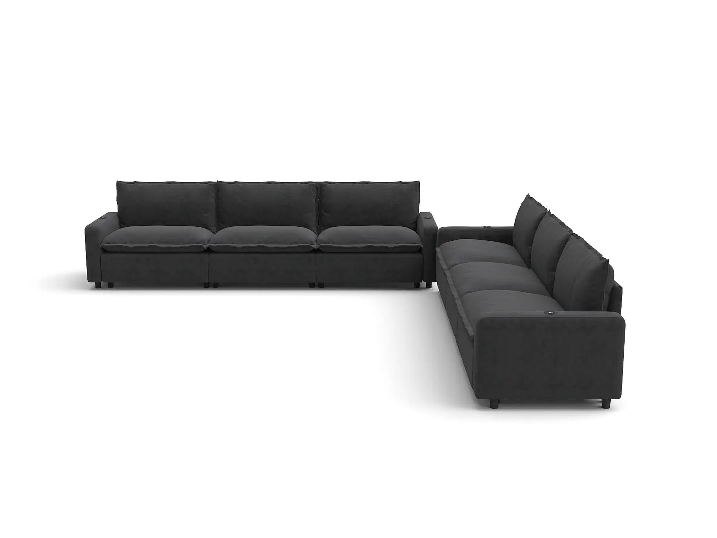 Modular Cero Reclining Sectionals | 6-Piece Grey Linen Grand Estate V-Shaped Sectionals 6-Seater