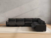 Modular Cero Reclining Sectionals | 6-Piece Grey Linen Grand Estate V-Shaped Sectionals 6-Seater