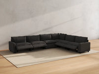 Modular Cero Reclining Sectionals | 6-Piece Grey Linen Grand Estate V-Shaped Sectionals 6-Seater