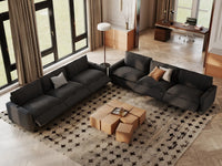 Modular Cero Reclining Sectionals | 6-Piece Grey Linen Grand Estate V-Shaped Sectionals 6-Seater