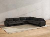 Modular Cero Reclining Sectionals | 6-Piece Grey Linen Grand Estate V-Shaped Sectionals 6-Seater