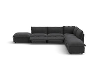 Modular Cero Reclining Sectionals | 6-Piece Grey Linen Home Living L-Shaped Sectionals 4-Seater with 2-Ottomans