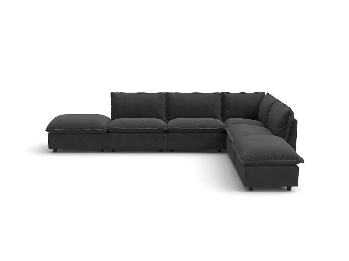 Modular Cero Modular Sectionals | 6-Piece Grey Linen Home Living L-Shaped Sectionals 4-Seater with 2-Ottomans