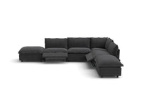 Modular Cero Reclining Sectionals | 6-Piece Grey Linen Home Living L-Shaped Sectionals 4-Seater with 2-Ottomans