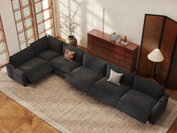 Modular Cero Reclining Sectionals | 6-Piece Grey Linen Home Living L-Shaped Sectionals 6-Seater