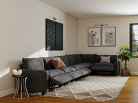 Modular Cero Reclining Sectionals | 6-Piece Grey Linen Home Living L-Shaped Sectionals 6-Seater
