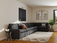 Modular Cero Sectional Modular Couch | 6-Piece Grey Linen Home Living L-Shaped Sectionals 6-Seater