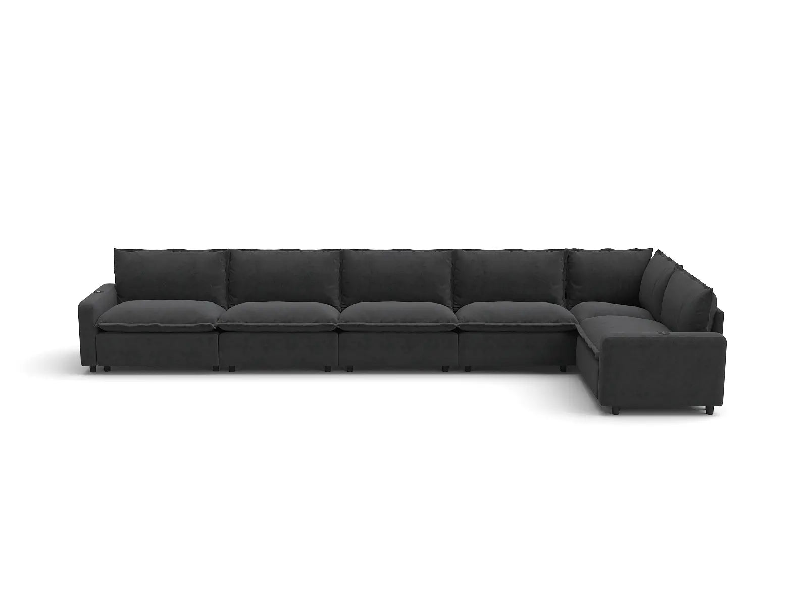 Modular Cero Sectional Recliner | 6-Piece Grey Linen Home Living L-Shaped Sectionals 6-Seater