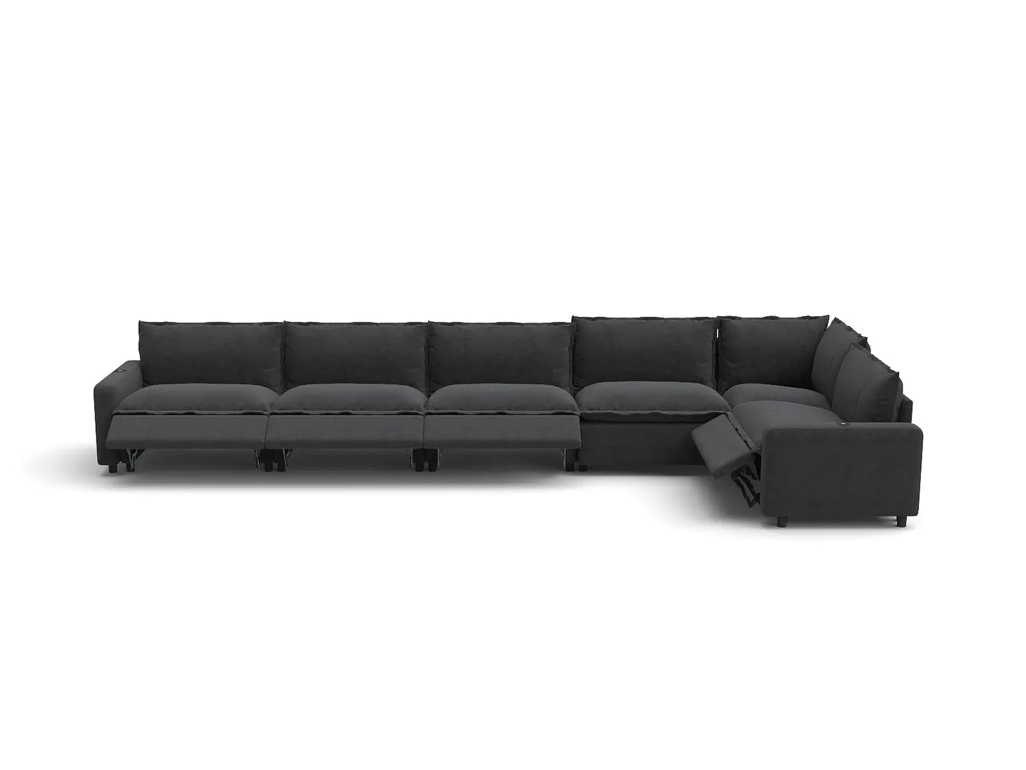 Modular Cero Reclining Sectionals | 6-Piece Grey Linen Home Living L-Shaped Sectionals 6-Seater