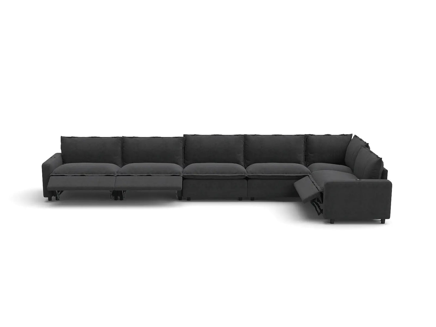 Modular Cero Reclining Sectionals | 6-Piece Grey Linen Home Living L-Shaped Sectionals 6-Seater